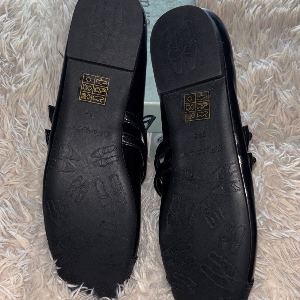 C. Paravano Black Mary Jane Flats with Double Strap - Picture 6 of 8